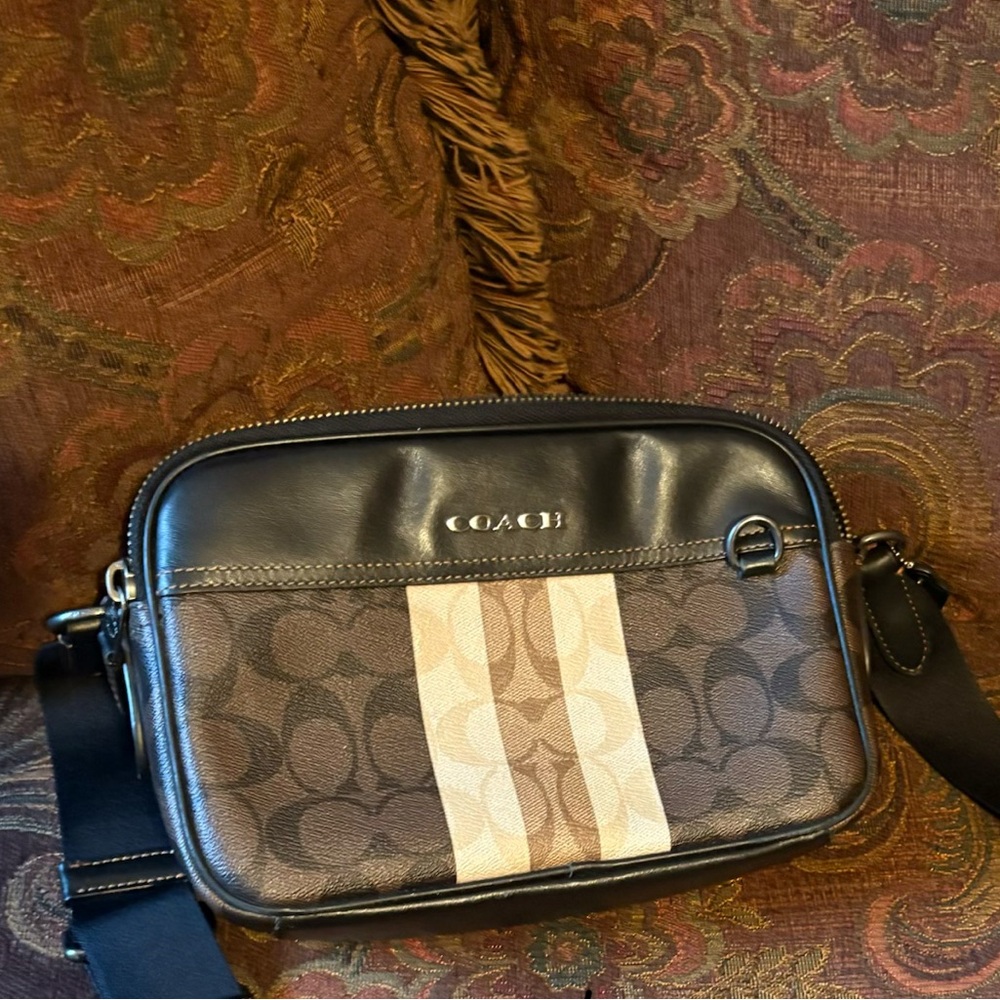 Coach Men's Brown and Black Belt Bag